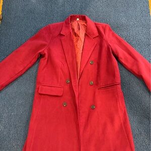 Commense Purple Double-Breasted Wool-Blend Long Coat